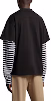Shop モンクレール SS23 ブラック コントラスト ロゴ プリント クルーネック Tシャツ I10918C00011M2643999