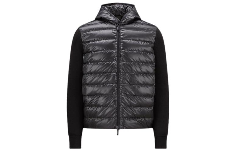 Moncler SS23  Black Cotton Hoodie Jacket Long-Sleeve Padded Coat. I20919B00004M1113999
