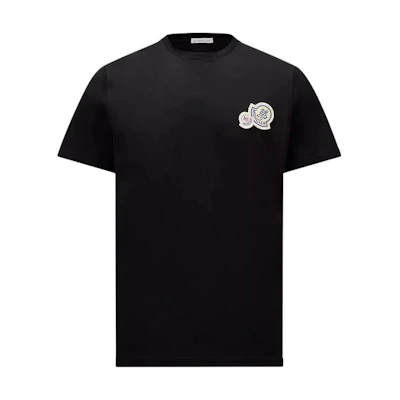 Moncler SS23 Black Cotton Logo Patch Casual Short-Sleeve T-Shirt I10918C000588390Y999
