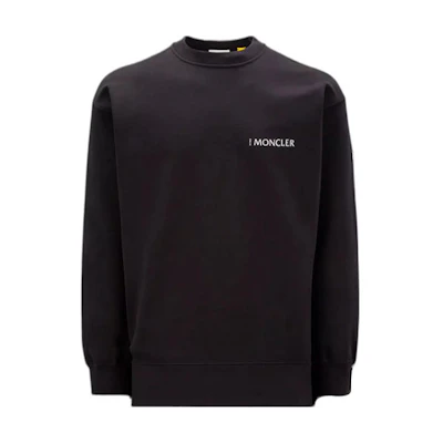 Moncler SS23 Black Crewneck Pullover Sweatshirt with Letter Print. H209K8G00001M2719999
