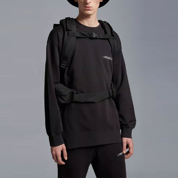 Lookbook モンクレール SS23 ブラック クルーネック レタープリント スウェットシャツ H209K8G00001M2719999