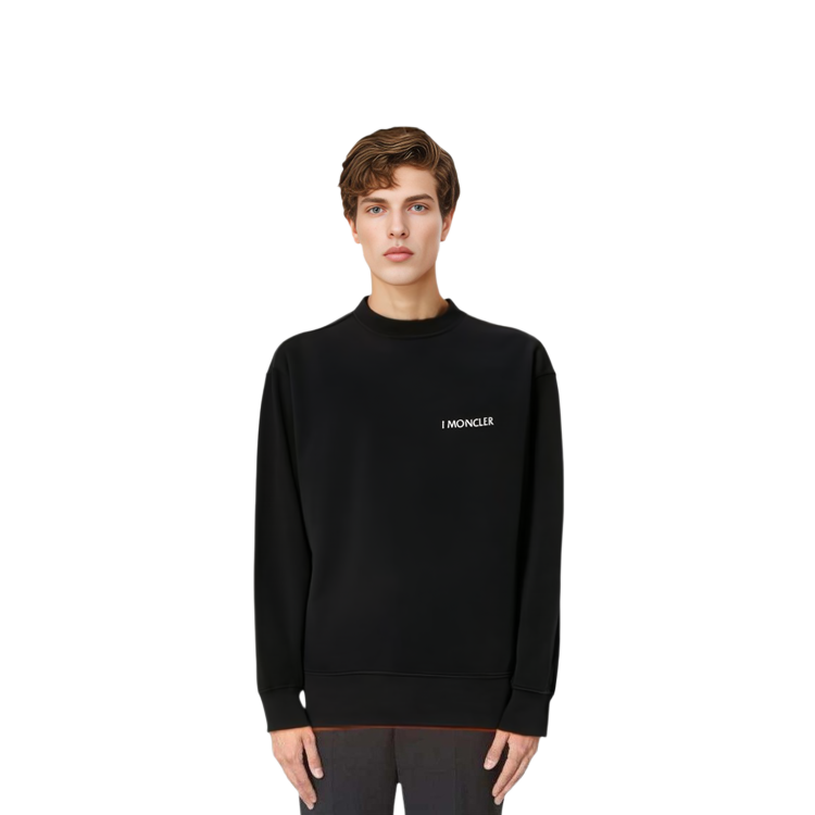 Details for モンクレール SS23 ブラック クルーネック レタープリント スウェットシャツ H209K8G00001M2719999
