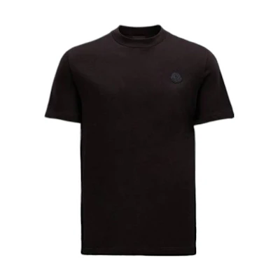 Moncler SS23 Black Crewneck T-Shirt with Embossed Logo. I10918C00007829H8999