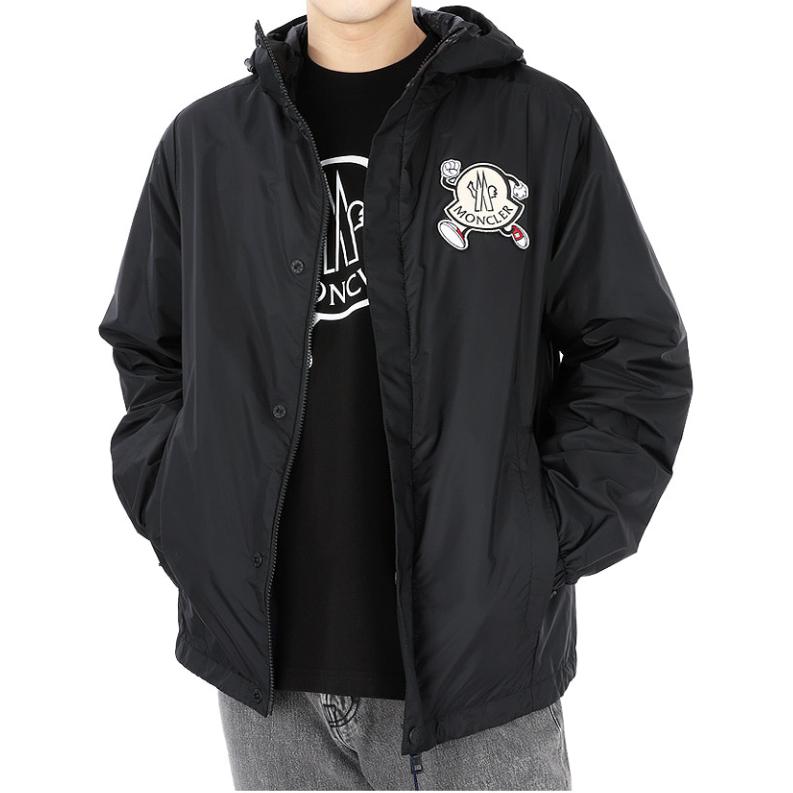Moncler SS23  Black Hooded Jacket with Logo Patch and Zipper. 1A0003653A5E999 圖 4