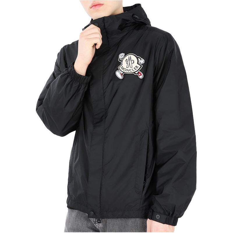 Moncler SS23  Black Hooded Jacket with Logo Patch and Zipper. 1A0003653A5E999 圖 5