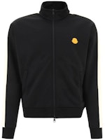 Moncler SS23 Black Knit Sweater with Zip-Up High Collar and Sleeve Stripes 8G00050899PZ999 Moncler SS23 Black Knit Sweater with Zip-Up High Collar and Sleeve Stripes 8G00050899PZ999