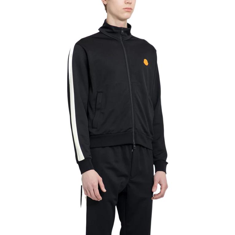 Purchase モンクレール SS23 ブラック ニットセーター ジップ襟 スリーブストライプ付き 8G00050899PZ999