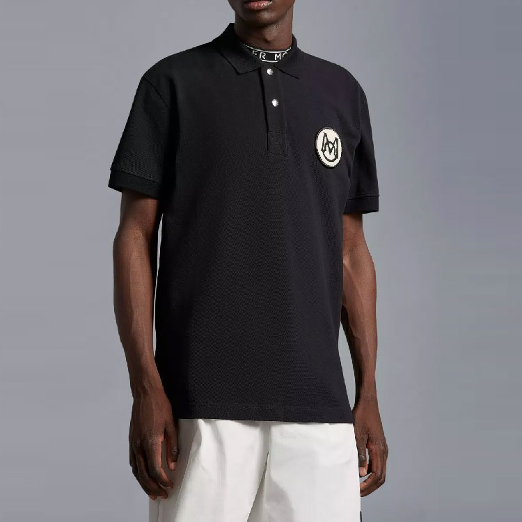 Purchase Moncler SS23 黑色刺繡標誌短袖POLO襯衫. I10918A00002899UR999