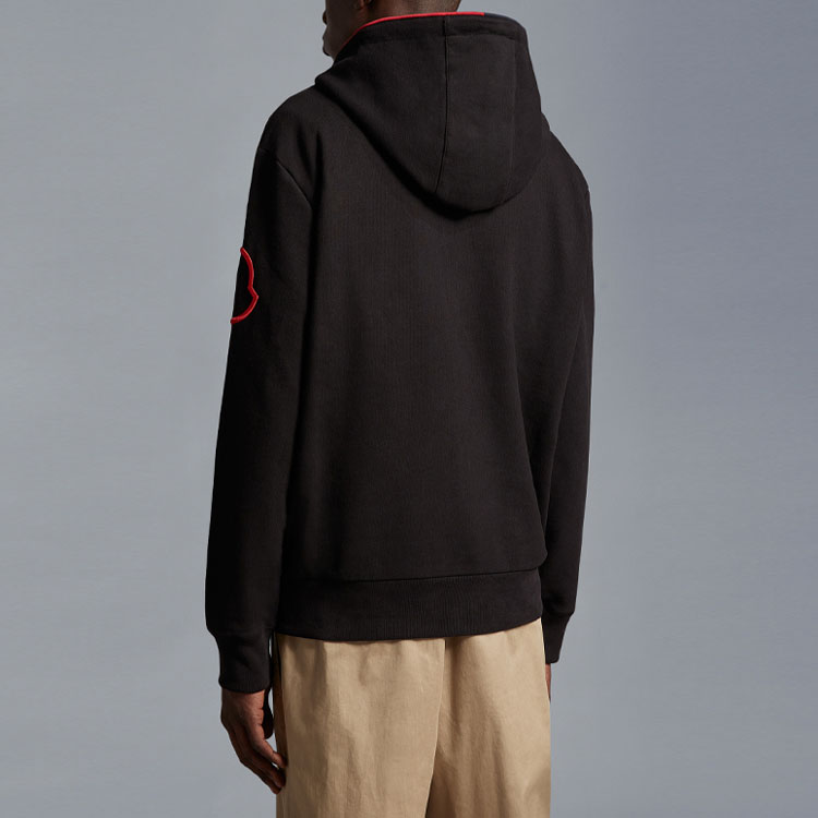 Moncler SS23  Black Logo Jacquard Zip-Up Hoodie Long Sleeve Sweatshirt I10918G0000689A1B999 圖 4
