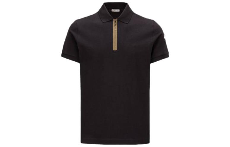 Moncler SS23  Black Logo Patch Cotton Casual Polo Shirt. I10918A00009899UR999
