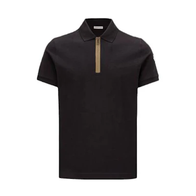 Moncler SS23 Black Logo Patch Cotton Casual Polo Shirt. I10918A00009899UR999