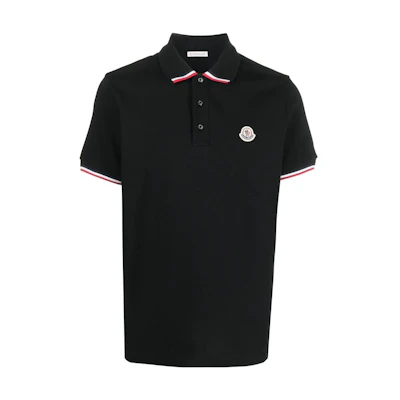 Moncler SS23 Black Logo Patch Short Sleeve Polo Shirt I10918A00015899UR999