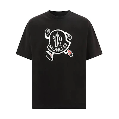 Moncler SS23 Black Logo Print Casual Crew Neck T-Shirt. I10918C00010M2643999