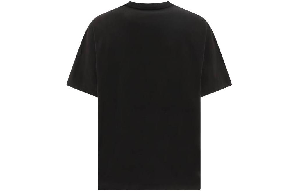 Lookbook Moncler SS23 Baju T Kasual Leher Bulat Cetakan Logo Hitam. I10918C00010M2643999