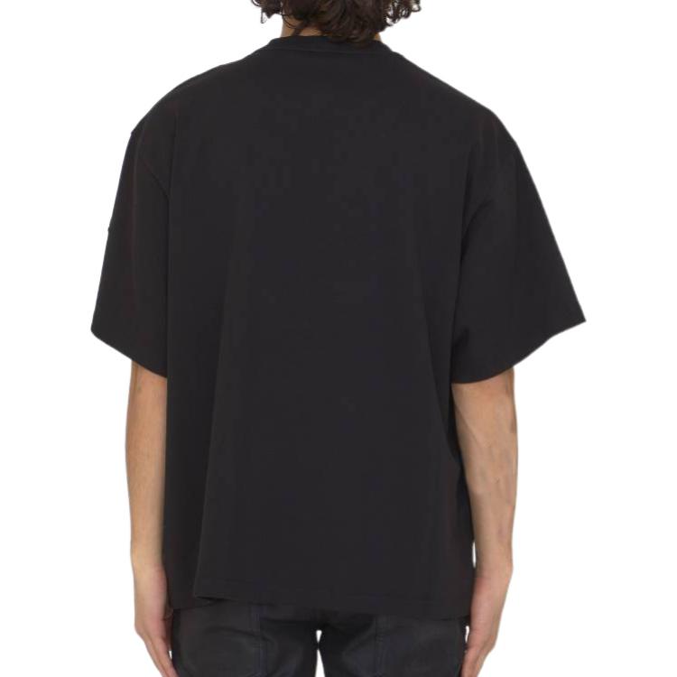 Purchase Moncler SS23 Baju T Kasual Leher Bulat Cetakan Logo Hitam. I10918C00010M2643999