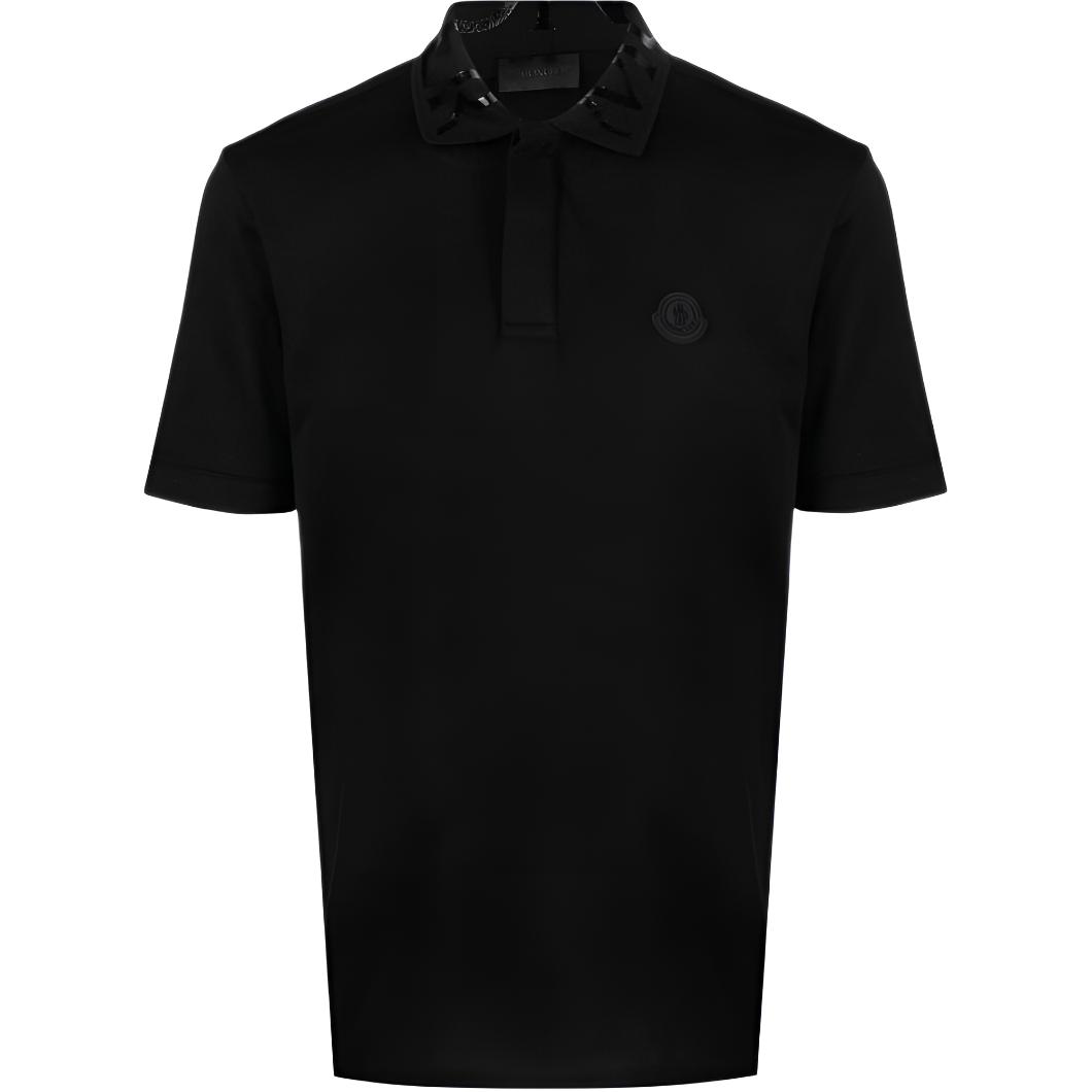 Moncler SS23  Black Logo Print Straight Hem Short Sleeve Polo Shirt. I10918A0000484673999