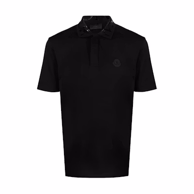 Moncler SS23 Black Logo Print Straight Hem Short Sleeve Polo Shirt. I10918A0000484673999