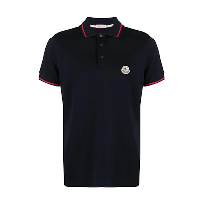 Moncler SS23 Black Logo Short-Sleeve Cotton Polo Shirt H20918A000098455677X