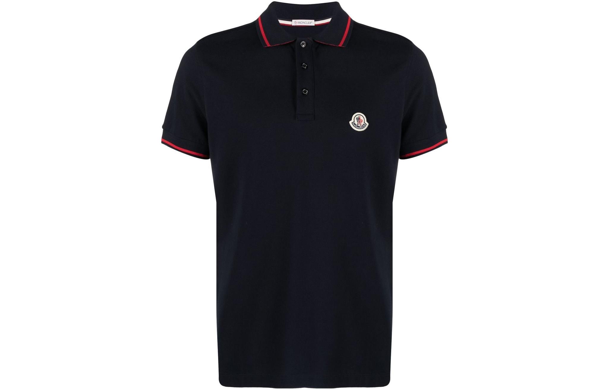 Moncler SS23  Black Logo Short-Sleeve Cotton Polo Shirt H20918A000098455677X 圖 2
