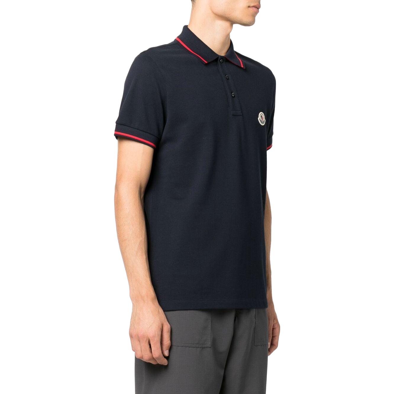 Moncler SS23  Black Logo Short-Sleeve Cotton Polo Shirt H20918A000098455677X 圖 4