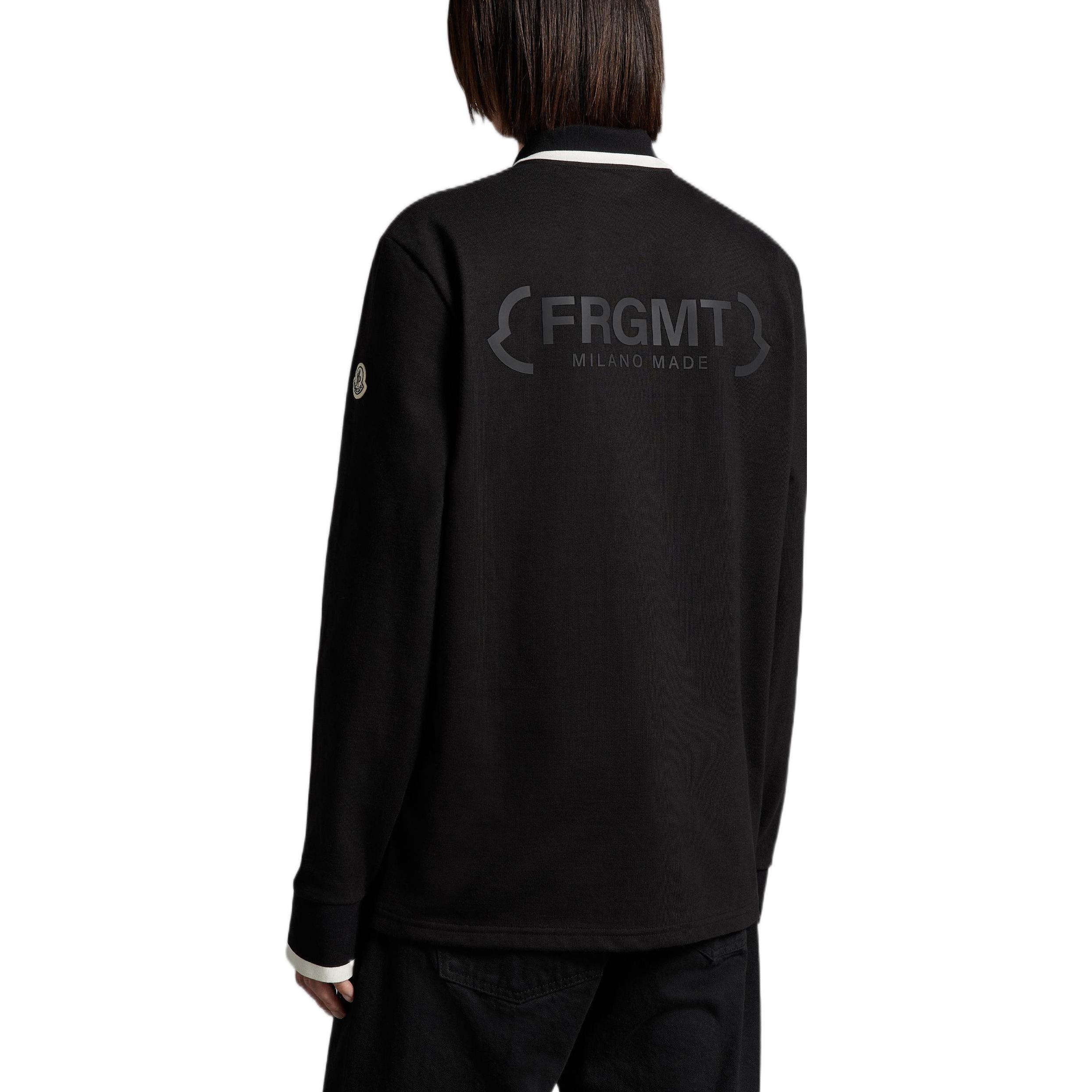 Moncler SS23  Black Long-Sleeve Polo with Contrast Collar and Logo Patch. H209U8D00001899PD999 圖 4