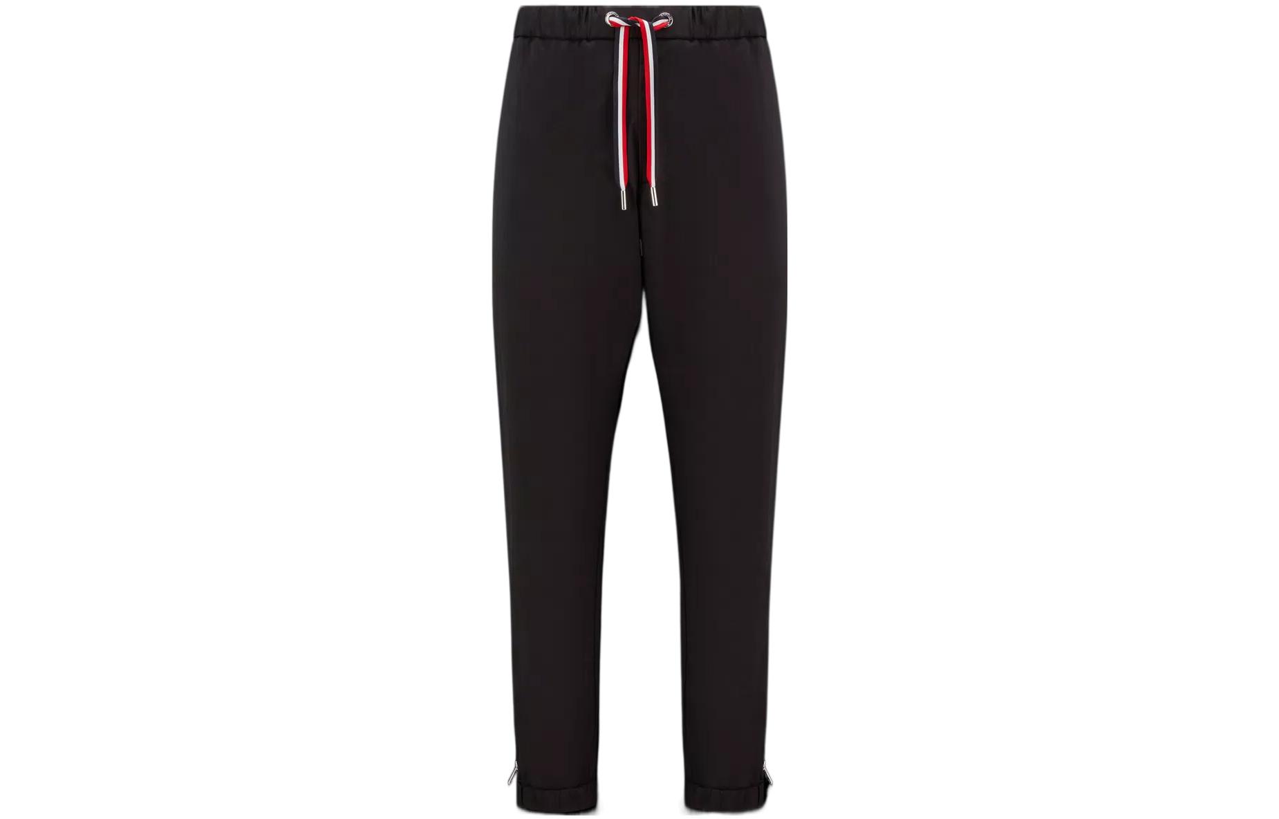 Moncler SS23  Black Solid Color Elastic Waist Casual Pants. I10912A0000357448999
