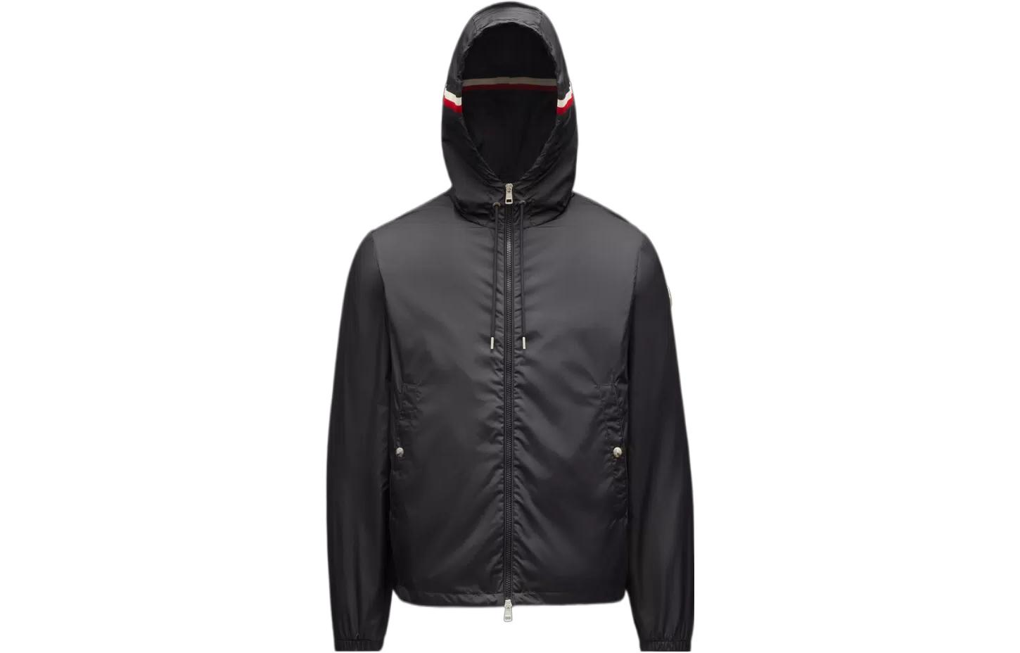 Moncler SS23  Black Solid Color Zip-Up Drawstring Jacket I10911A0009054155999