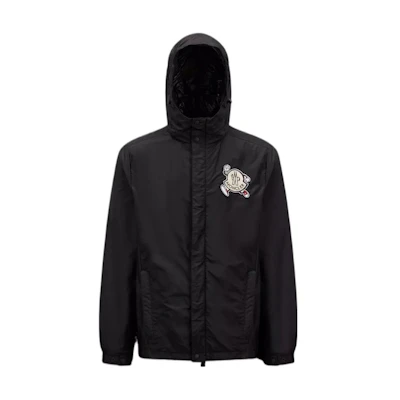 Moncler SS23 Black Solid Logo Patch Long-Sleeve Hooded Jacket. I10911A0003653A5E999