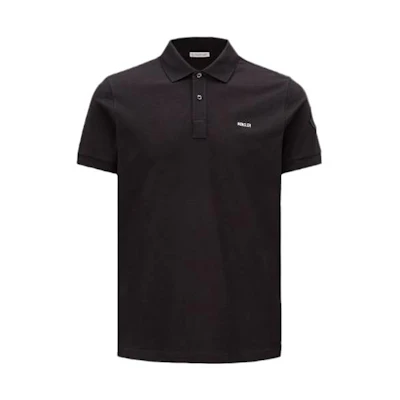 Moncler SS23 Black Solid Logo Print Short Sleeve Polo Shirt. I10918A00014899P0999