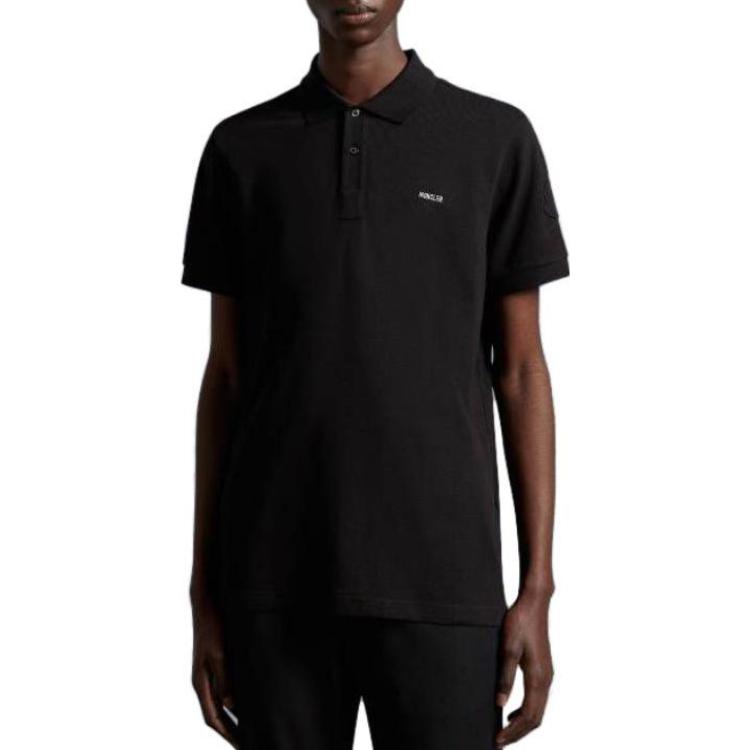 Moncler SS23  Black Solid Logo Print Short Sleeve Polo Shirt. I10918A00014899P0999 圖 3