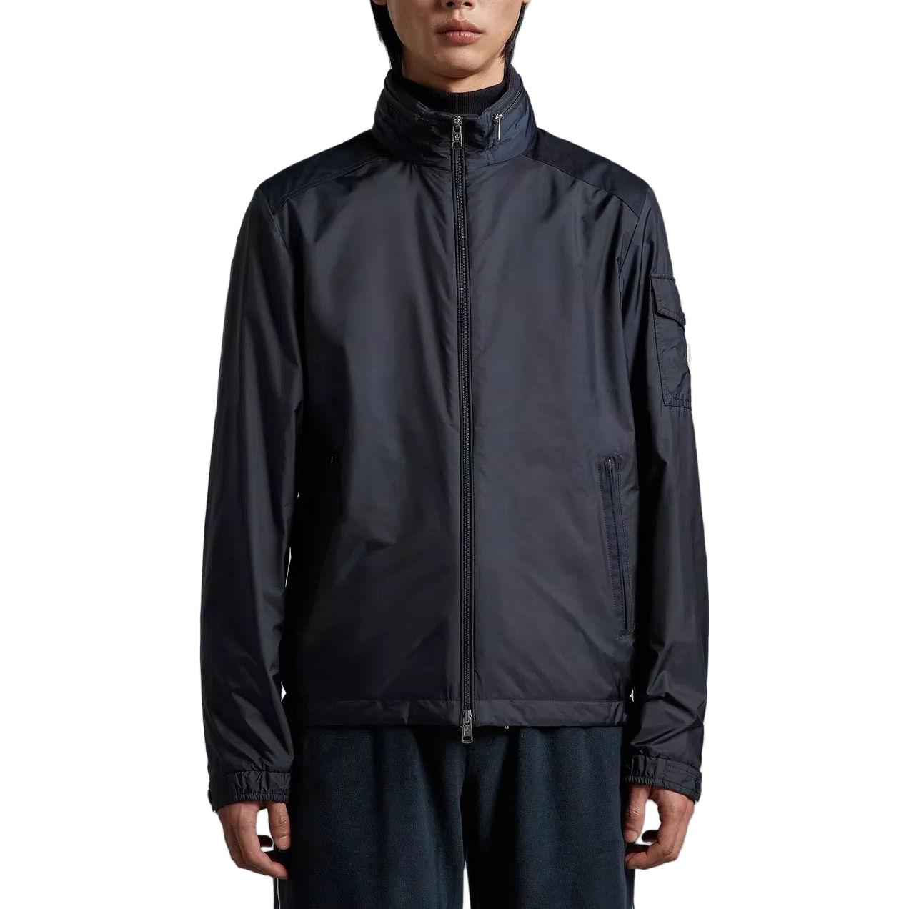 Shop Moncler SS23  Blue Logo Print Hooded Jacket Long Sleeve I10911A0015868352778