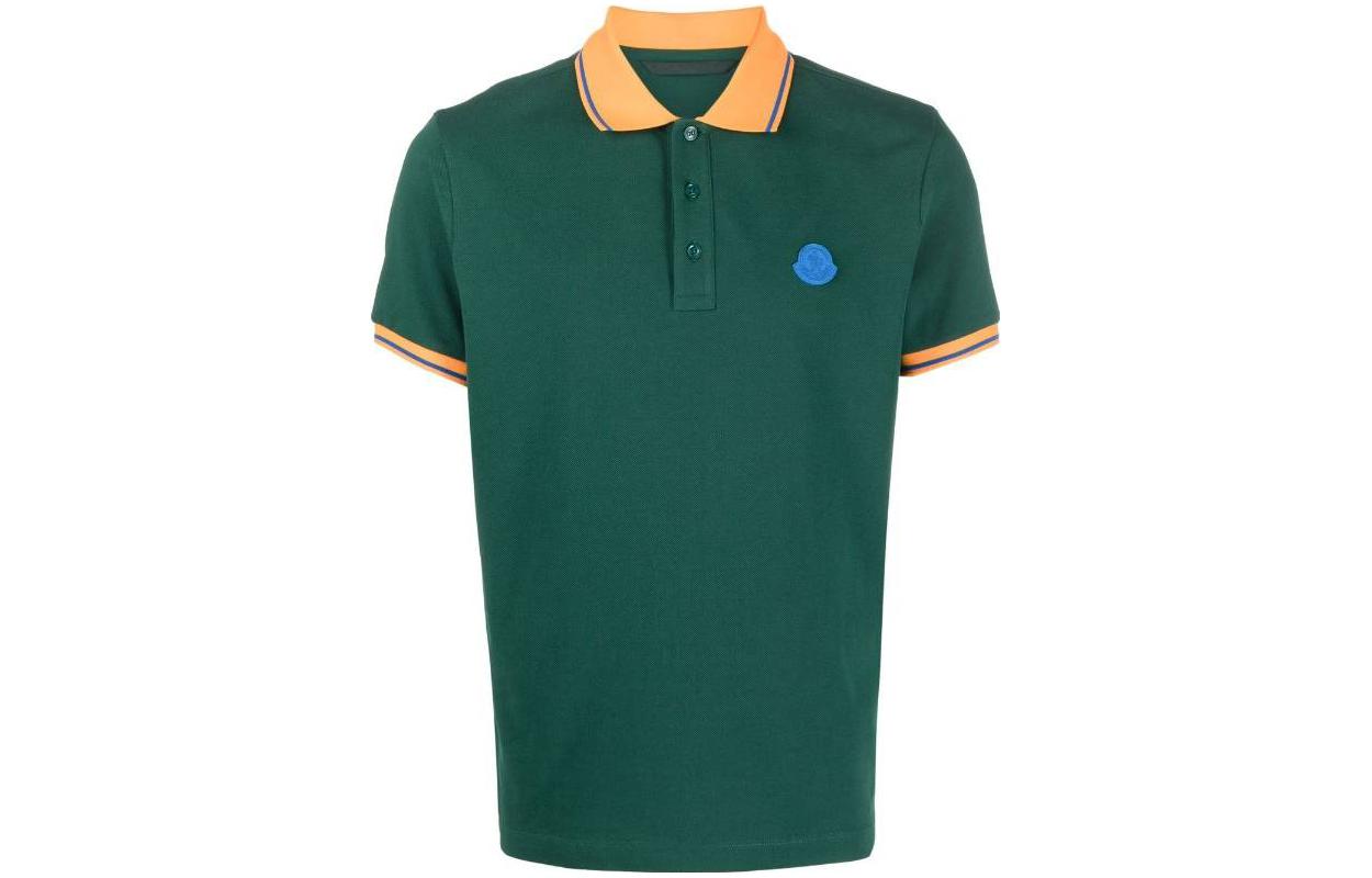 Moncler SS23  Green Polo Shirt with Contrast Trim Collar. I10918A000128445487E 圖 2
