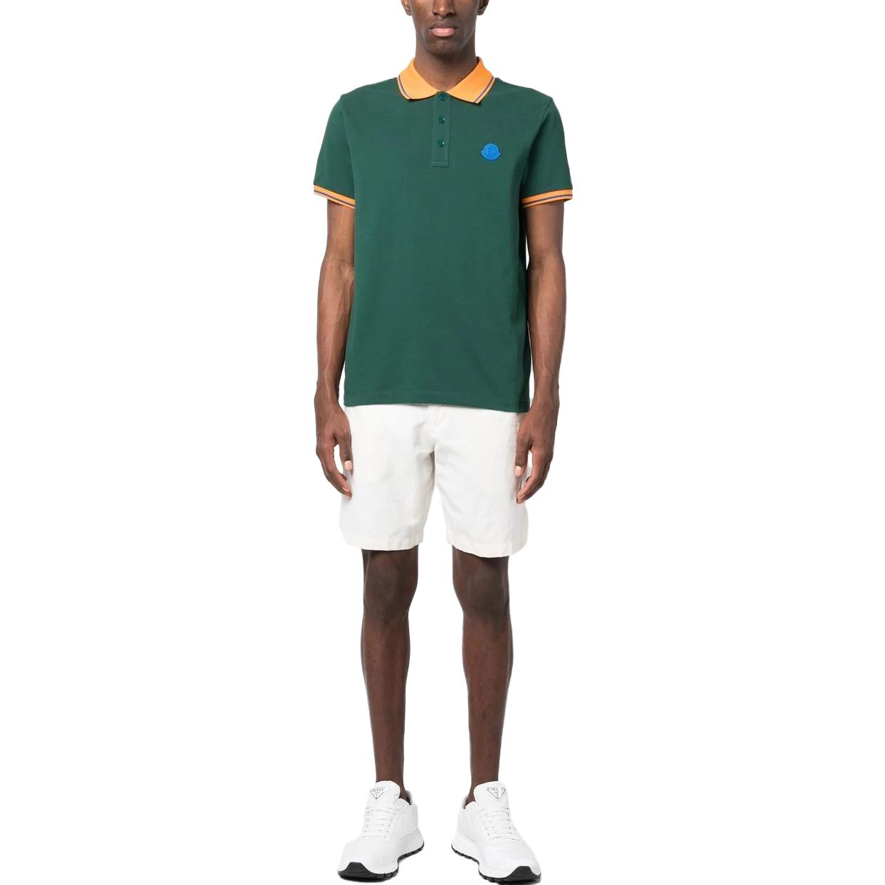 Moncler SS23  Green Polo Shirt with Contrast Trim Collar. I10918A000128445487E 圖 3