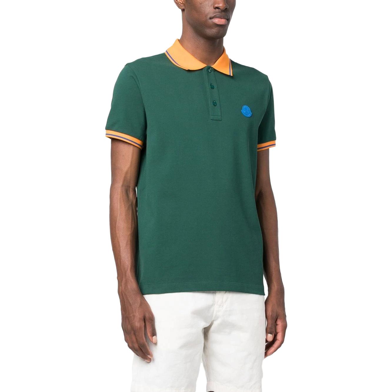Moncler SS23  Green Polo Shirt with Contrast Trim Collar. I10918A000128445487E 圖 5