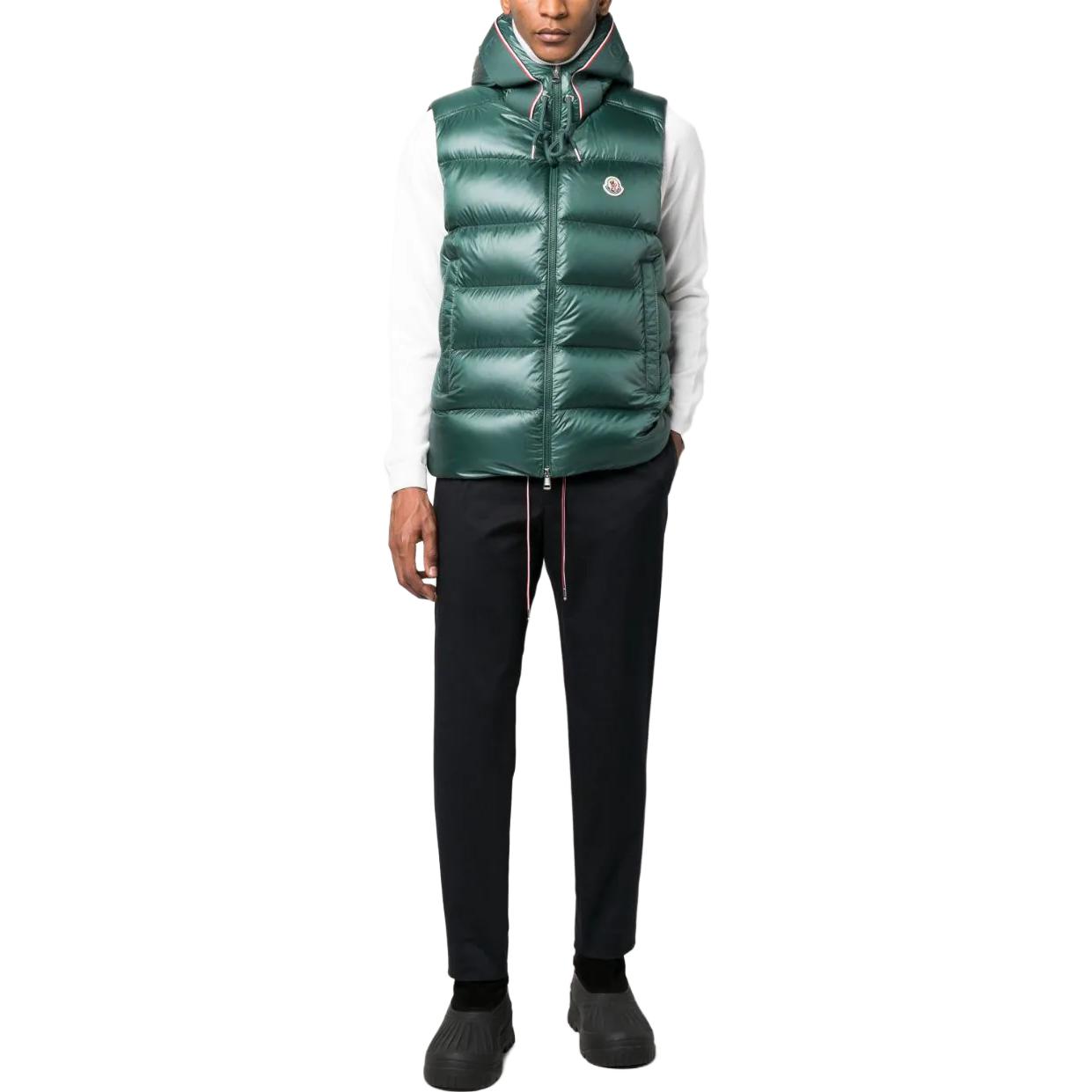 Moncler SS23  Green Sleeveless Vest with Logo Print Hoodie. I20911A00046595ZZ867 圖 3