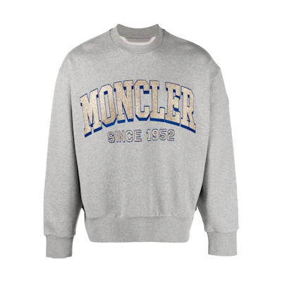 Moncler SS23 Grey Logo Print Crewneck Pullover Sweatshirt I10918G00019M2642984