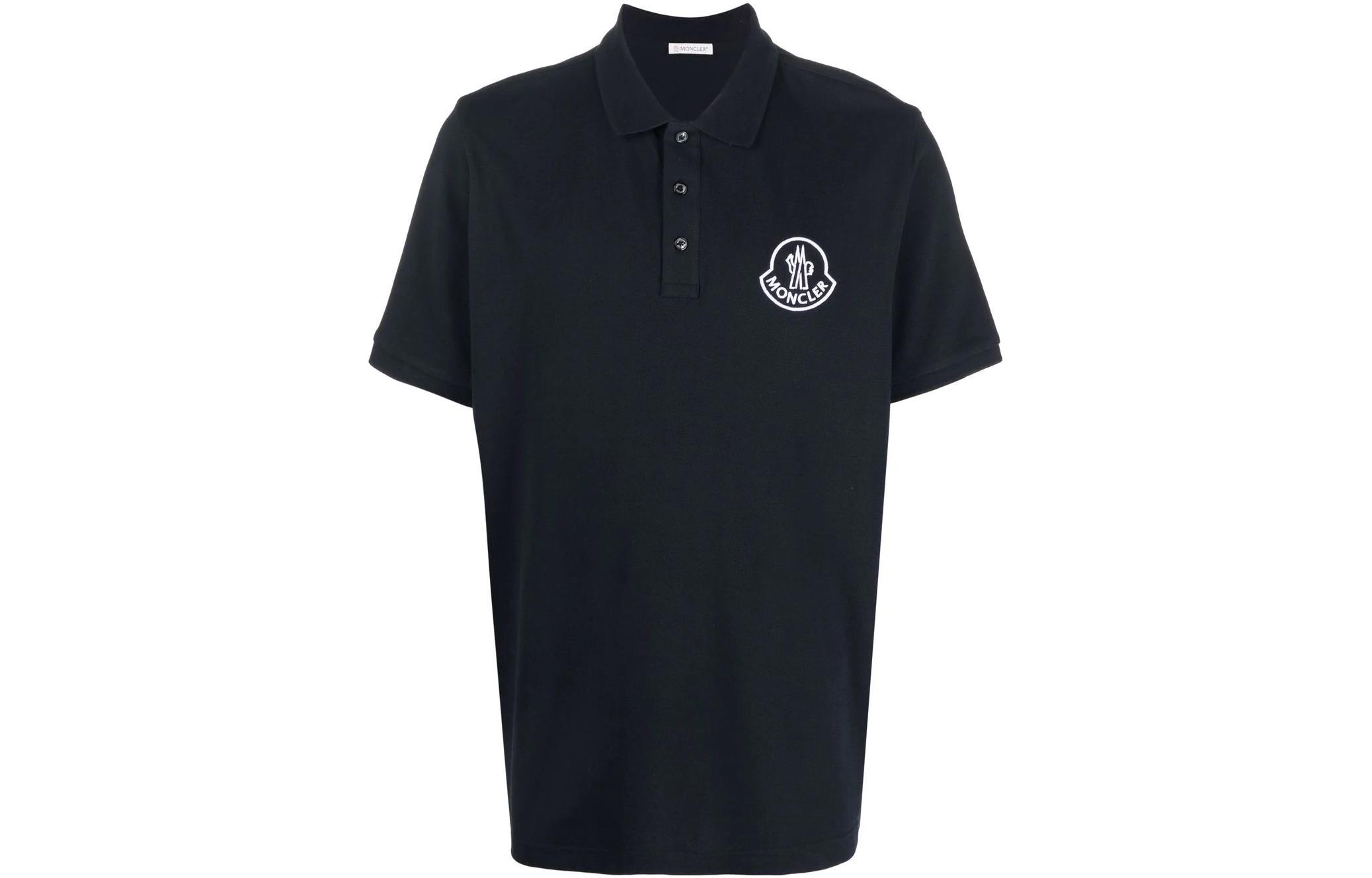 Order Moncler SS23  Logo Embroidered Cotton Polo Shirt - Navy Blue H10918A000048455677X