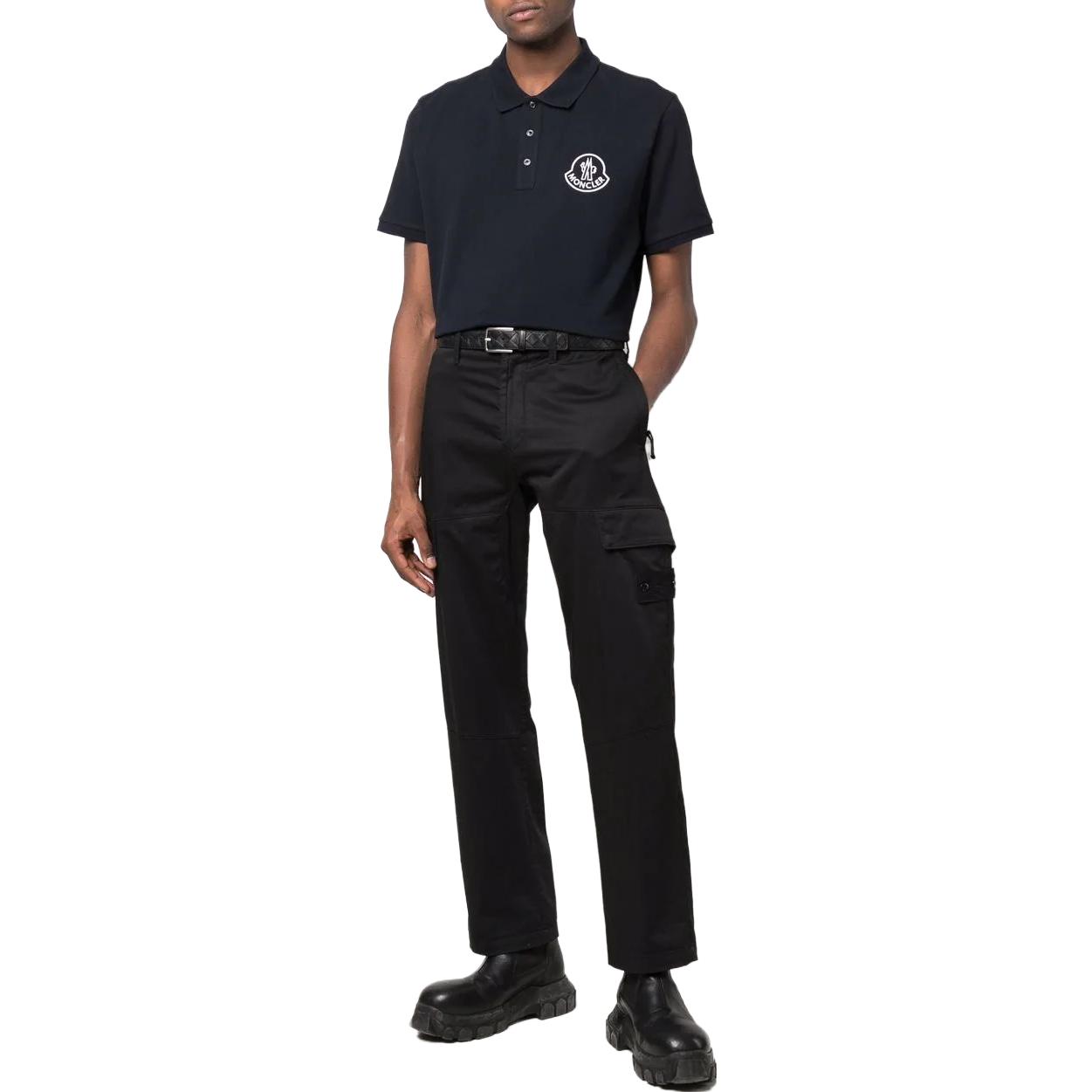 Lookbook Moncler SS23  Logo Embroidered Cotton Polo Shirt - Navy Blue H10918A000048455677X