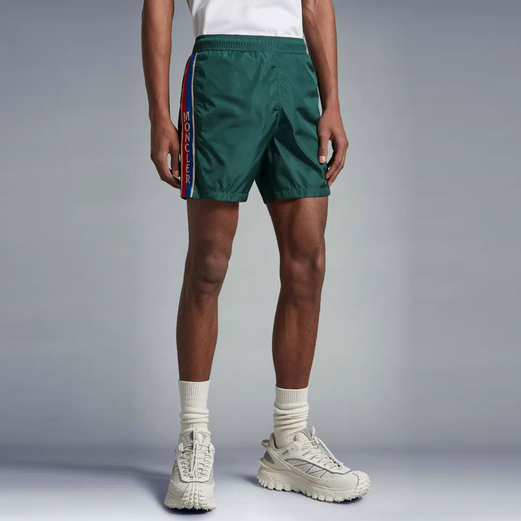 Shop 몽클레르 SS23 로고 수영 반바지 딥 그린 통기성 스트레이트 핏. I10912C000115332684C