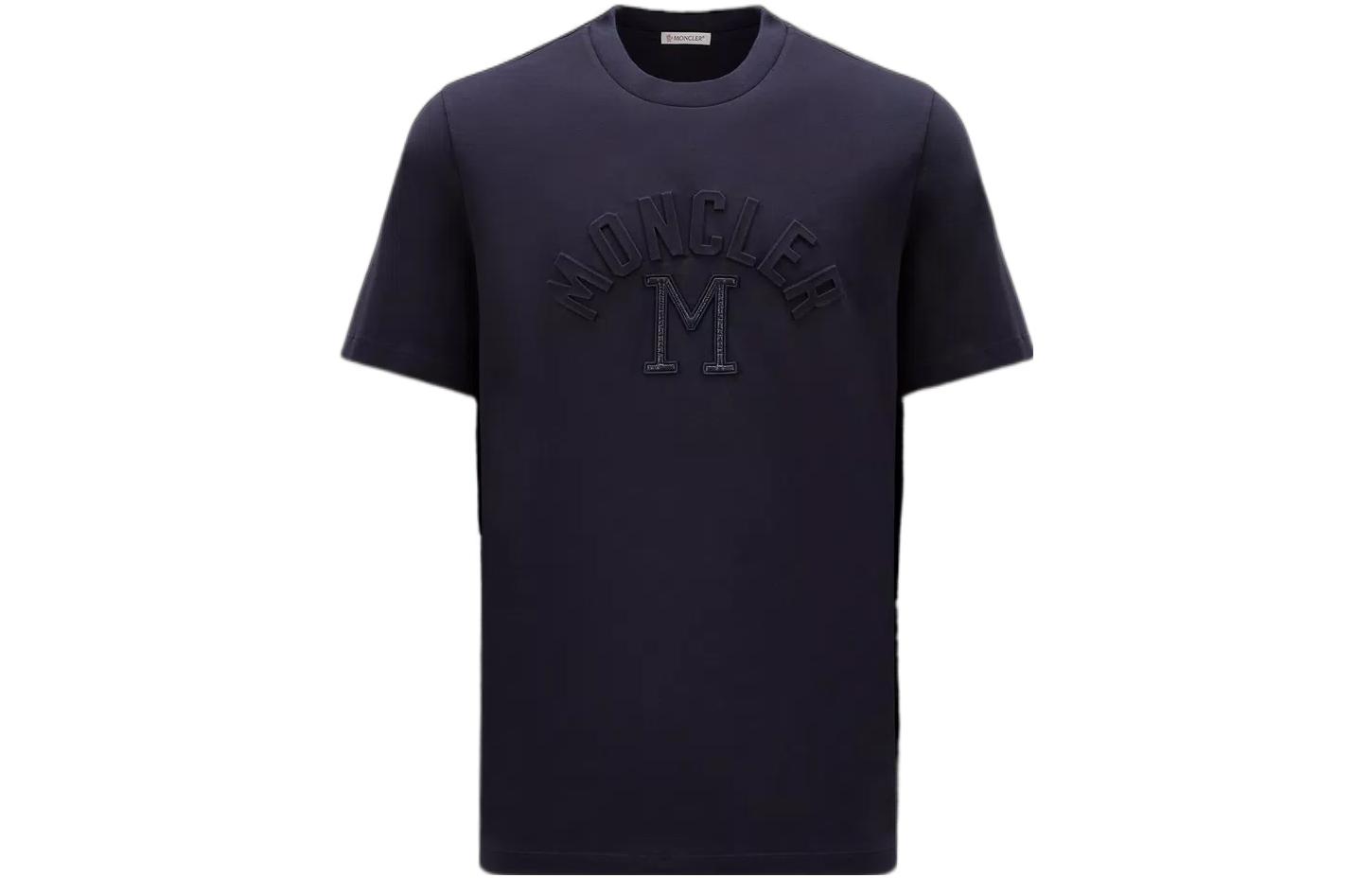 Moncler SS23  Navy Blue Letter Print Crew Neck Short Sleeve T-Shirt I10918C000278390T778 圖 2