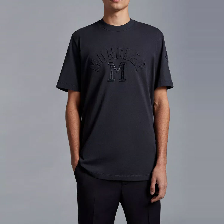 Moncler SS23  Navy Blue Letter Print Crew Neck Short Sleeve T-Shirt I10918C000278390T778 圖 3