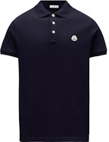 Moncler SS23 Navy Blue Polo Shirt with Solid Logo Patch Design. I10918A000198455677X Moncler SS23 Navy Blue Polo Shirt with Solid Logo Patch Design. I10918A000198455677X