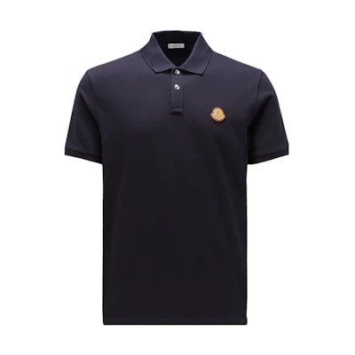 Moncler SS23 Navy Blue Solid Logo Polo Shirt Short Sleeve I20918A000148455677X