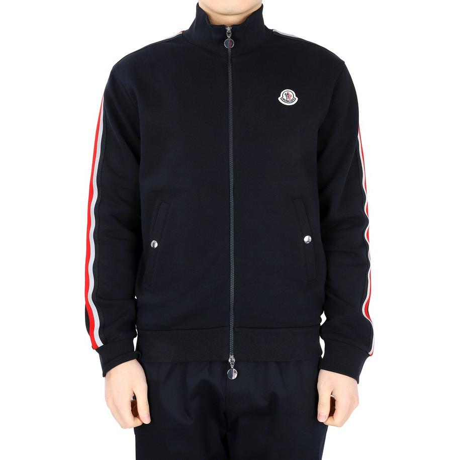 Moncler SS23  Navy Blue Stand Collar Jacket with Striped Trim & Logo. 8G00052V8162778 圖 5