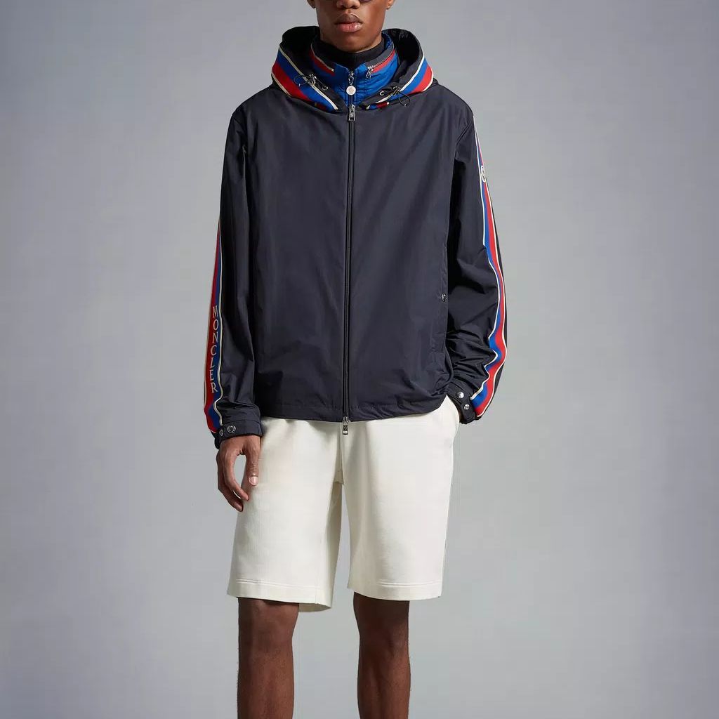 Details for 蒙克莱 SS23 海军蓝条纹连帽夹克. I10911A0017354A9174S