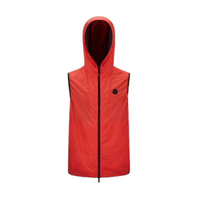 Moncler SS23 Orange Logo Patch Hooded Vest. I10911A001076835245I