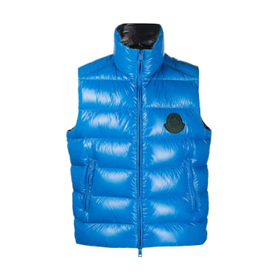 Moncler SS23 Parke Down Vest Solid Color Logo Blue I10911A00046M2648P69