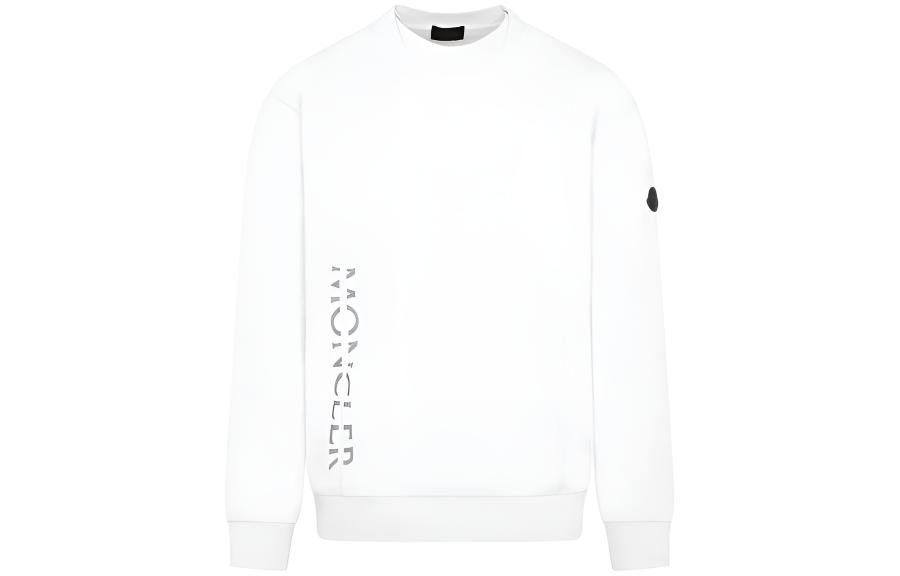 Moncler SS23  White Letter Print Crewneck Long Sleeve Pullover Sweatshirt 8G00037899W491R