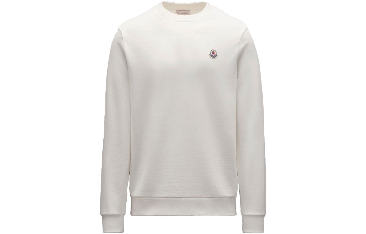 Moncler SS23  White Logo Patch Crewneck Long Sleeve Sweatshirt. I10918G00053809KR034