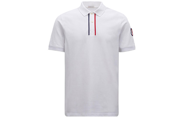 Moncler SS23  White Polo Shirt with Solid Color and Embroidered Logo. I10918A00003899UR002